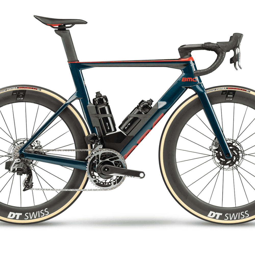 Lightweight carbon road bike with aerodynamic design and advanced components for serious cyclists.
