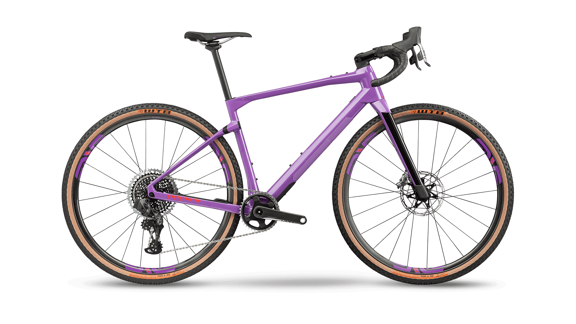 Modern purple mountain bike with durable frame and high-performance tires.