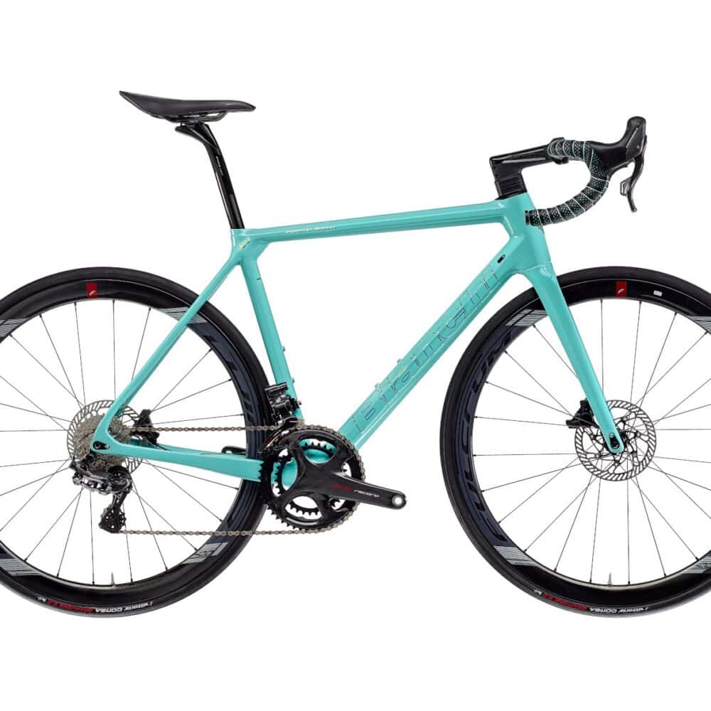 Bianchi Specialissima bike with protective film on frame for durability.