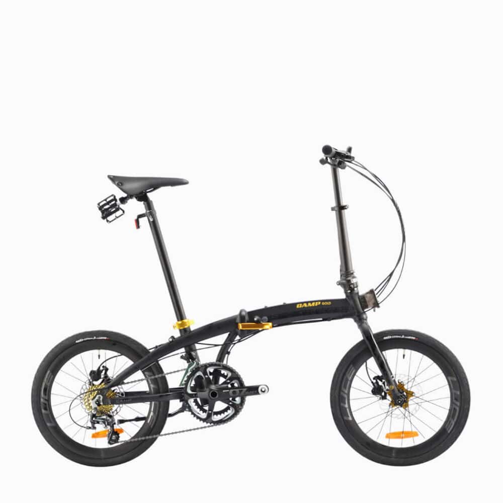 Compact folding mountain bike ideal for outdoor activities and urban commuting.