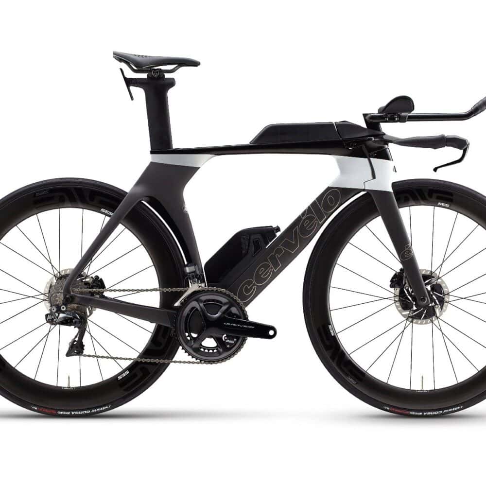 Cervelo P5 bike with protective film on the frame for enhanced durability and scratch resistance.