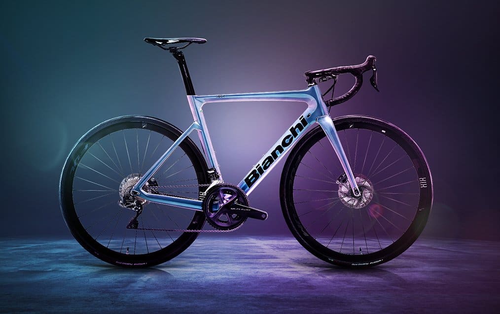 Bianchi Aria 2021 road bike with protective film on frame for durability and style.