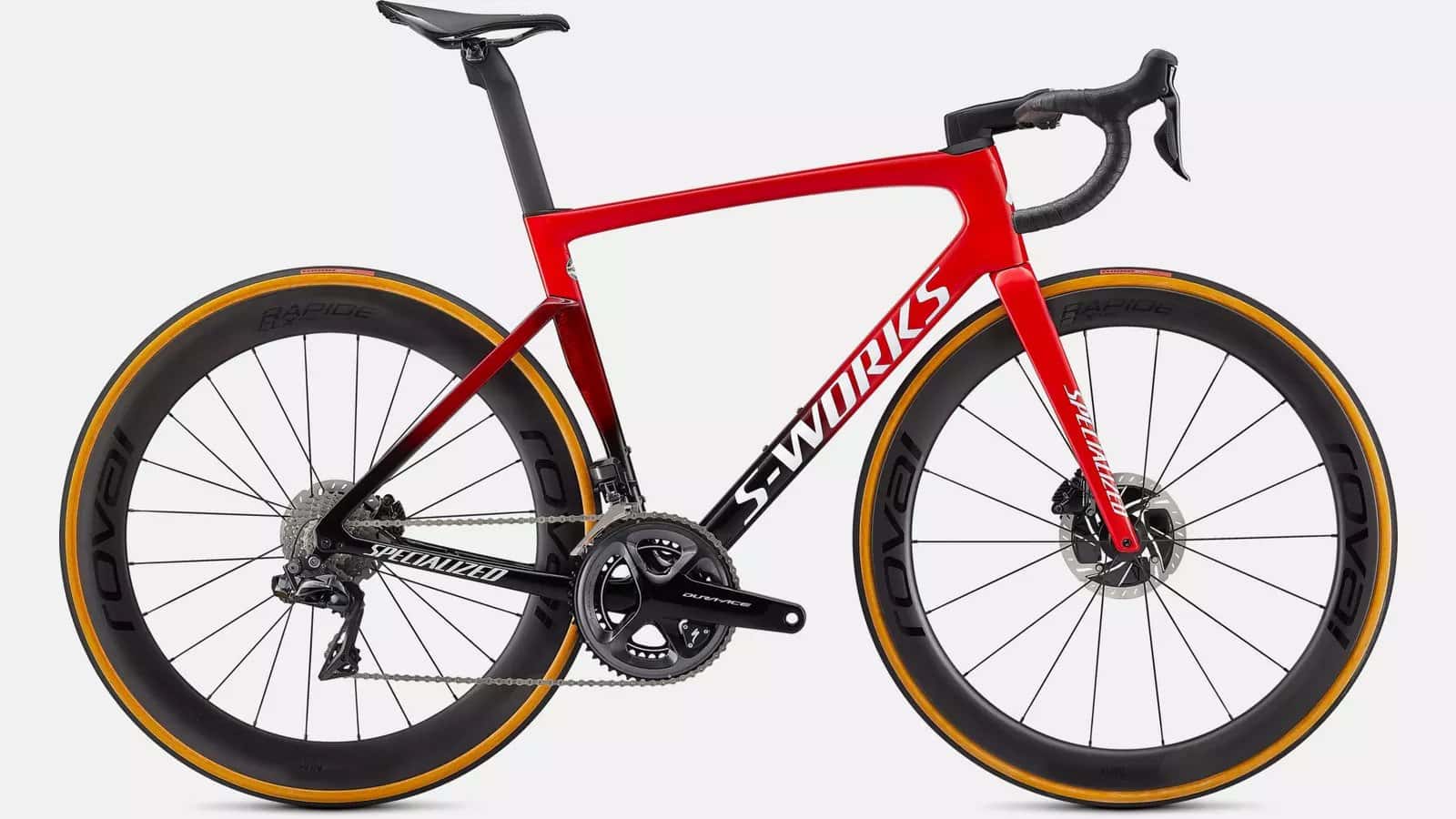 Road bike featuring Tarmac SL7 frame with protective film kit for enhanced durability.