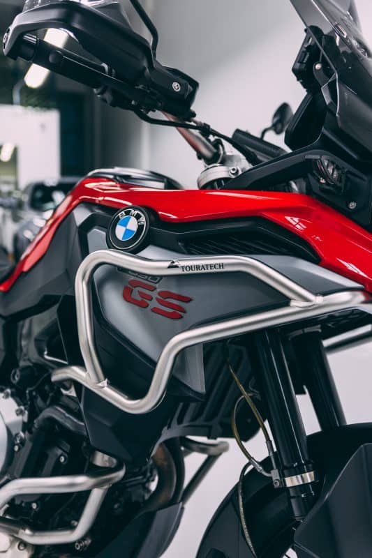 BMW R1250GS Adventure motorcycle with rugged design and advanced touring features.