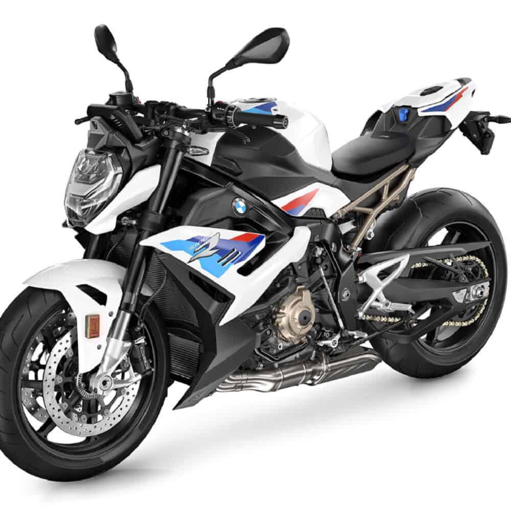 Motorcycle with sporty design and advanced features.