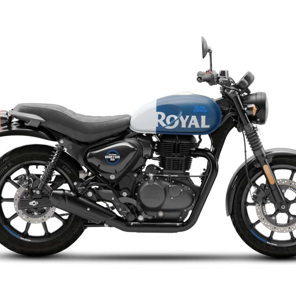 Royal Enfield Hunter 350 motorcycle with full paint protection film kit.