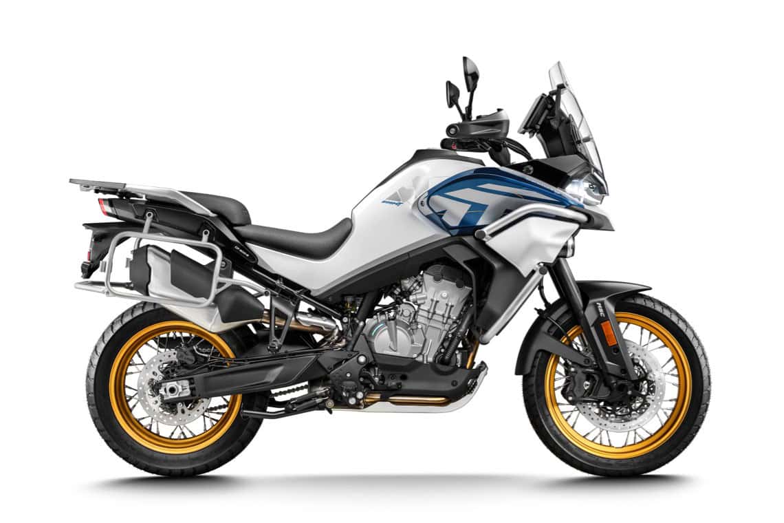 CFMOTO 800MT motorcycle with full paint protection film kit.