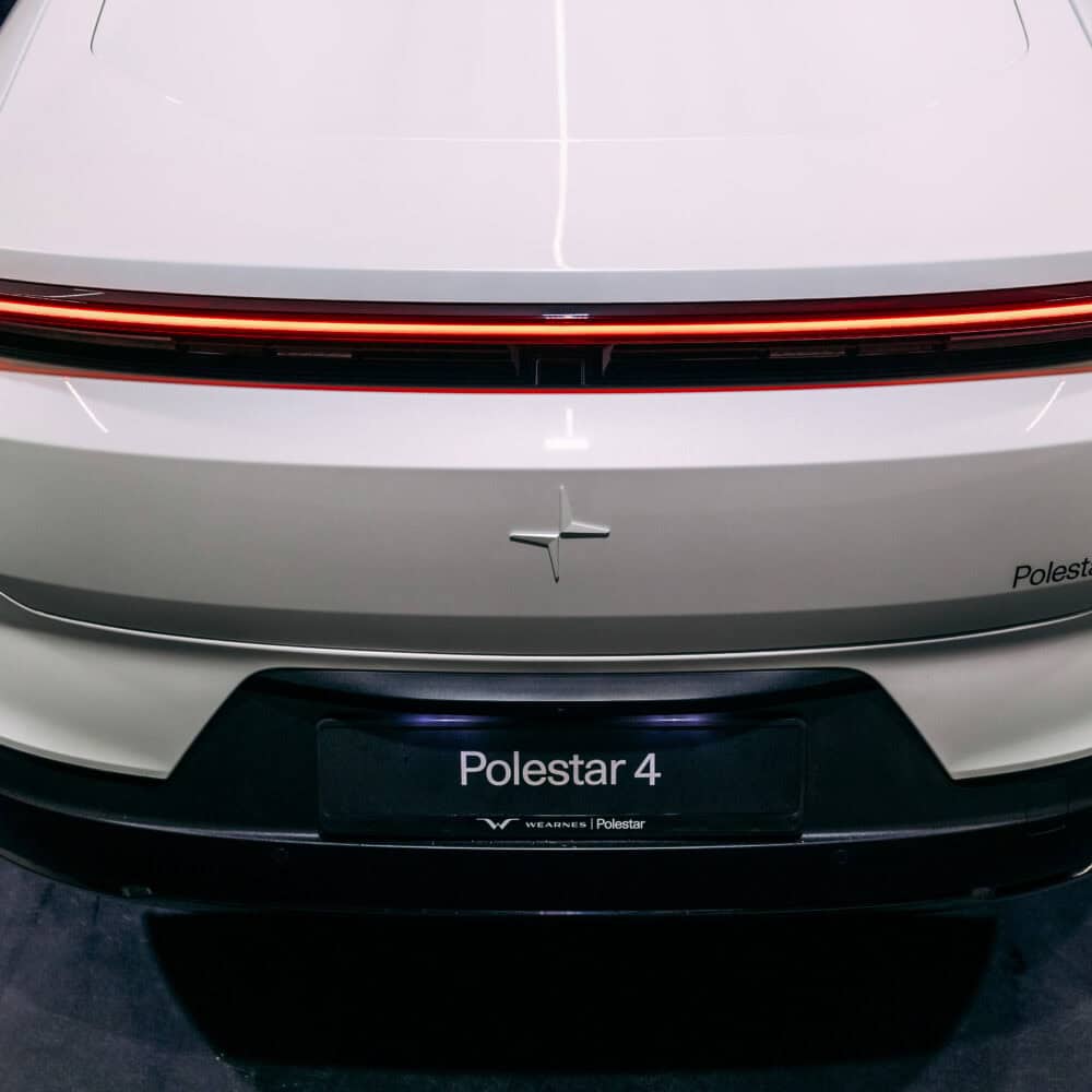 Polestar 4 rear view with XPEL full wrap paint protection film for enhanced vehicle protection.