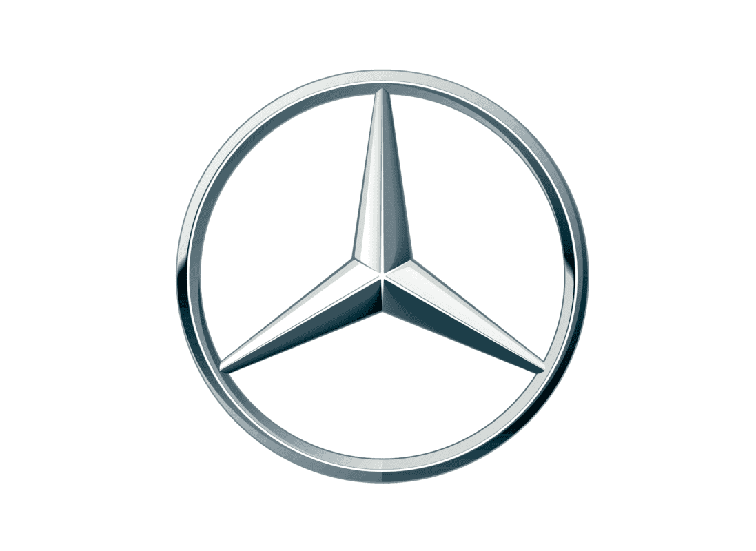 Silver Mercedes-Benz emblem representing luxury vehicles and automotive excellence.
