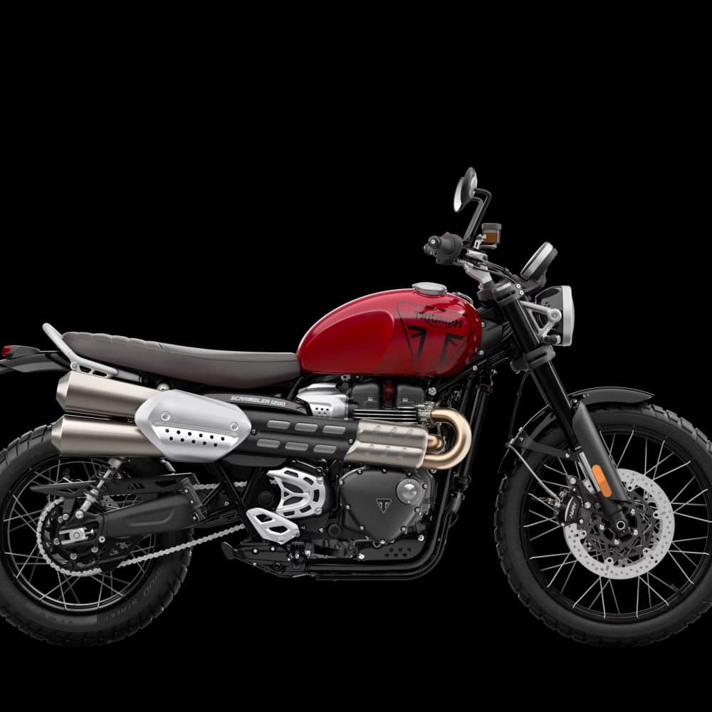 Triumph Scrambler 400XC motorcycle with protective paint film kit.