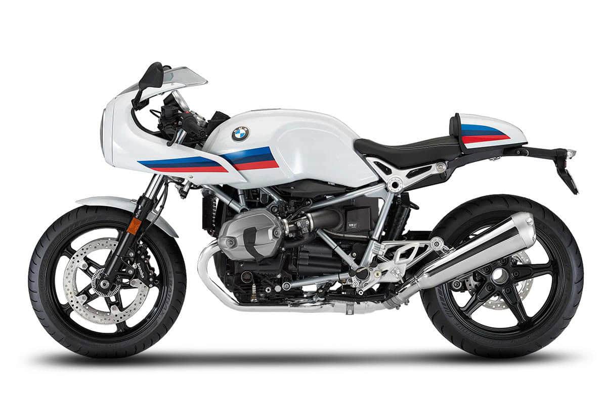 BMW R9T Racer motorcycle featuring paint protection kit and stylish design.