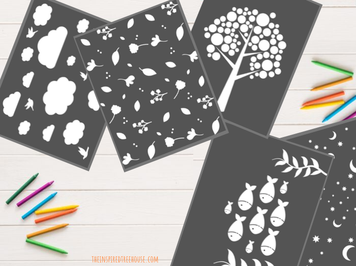 Coloring pages with black background for pencil grasp development.