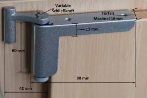 ClipClose TS mini Türschließer Maßblatt