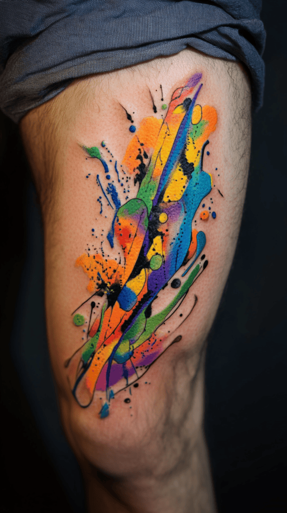 Feeling Bold? Try These 25 Killer Thigh Tattoo Ideas for Men 19 Abstract Watercolor Splash