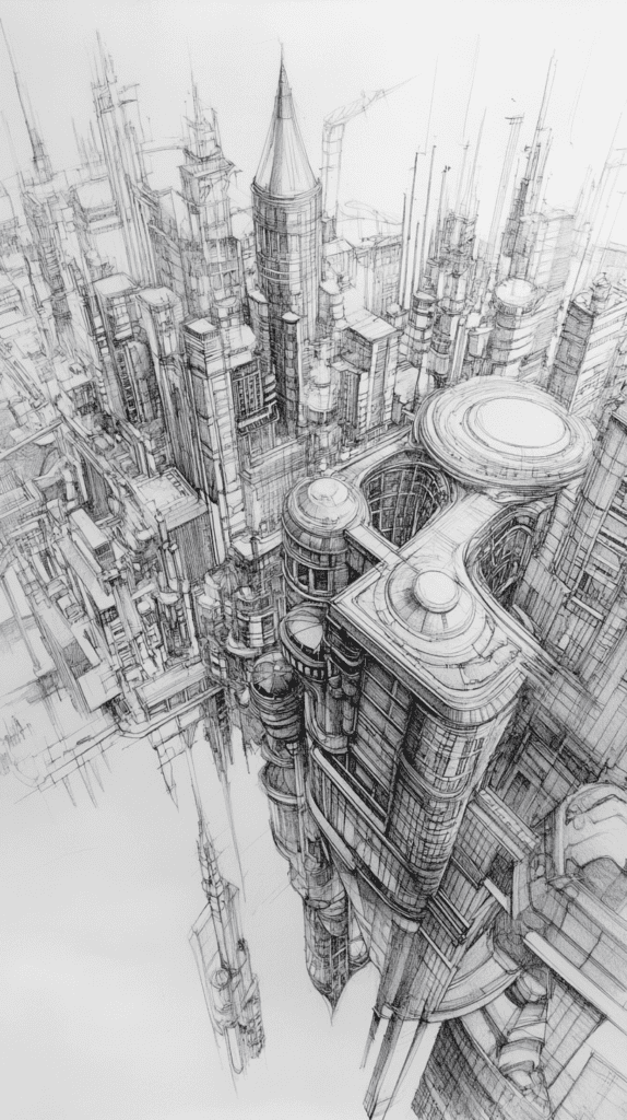 20 Challenging Drawing Ideas to Push Your Artistic Limits 36 Architectural Landscape with Multiple Buildings 2