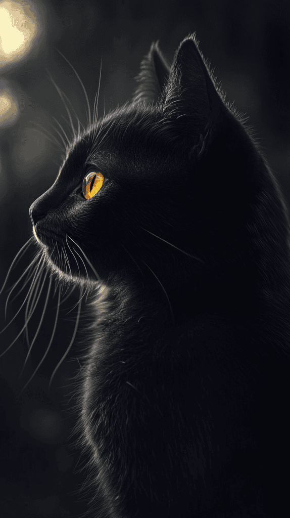 Black Cat with Glowing Eyes 2
