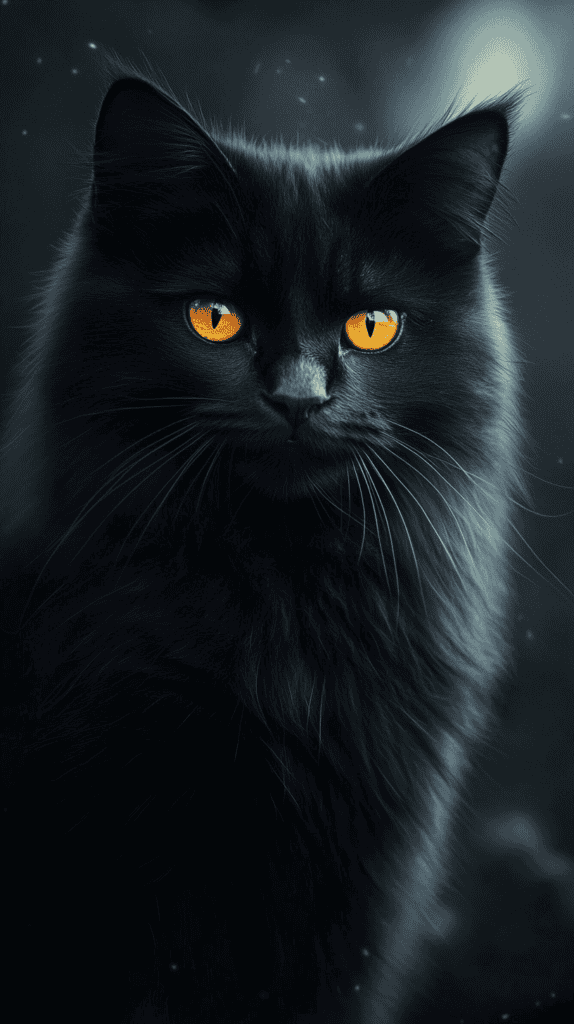 Black Cat with Glowing Eyes