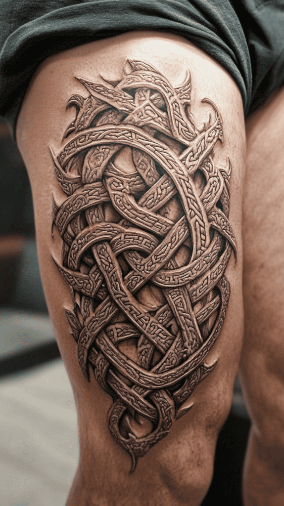 Feeling Bold? Try These 25 Killer Thigh Tattoo Ideas for Men 15 Celtic Knotwork 2 1