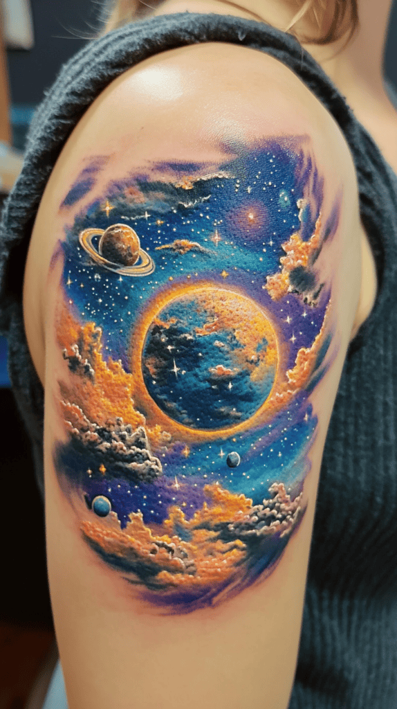 38 Creative Tattoo Ideas for Women 10 Cosmic Galaxy