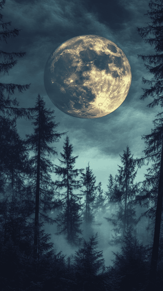 Eerie Full Moon Over Haunted Forest 3