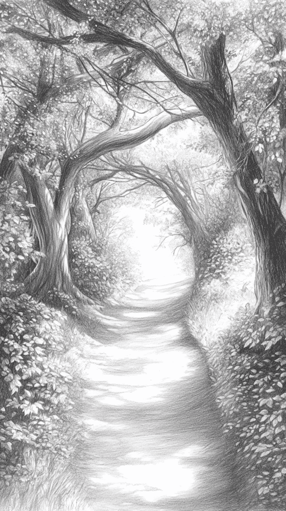 15 Landscape Drawing Ideas Worth Trying 7 Enchanted Forest Path 2