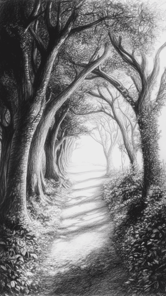 15 Landscape Drawing Ideas Worth Trying 6 Enchanted Forest Path