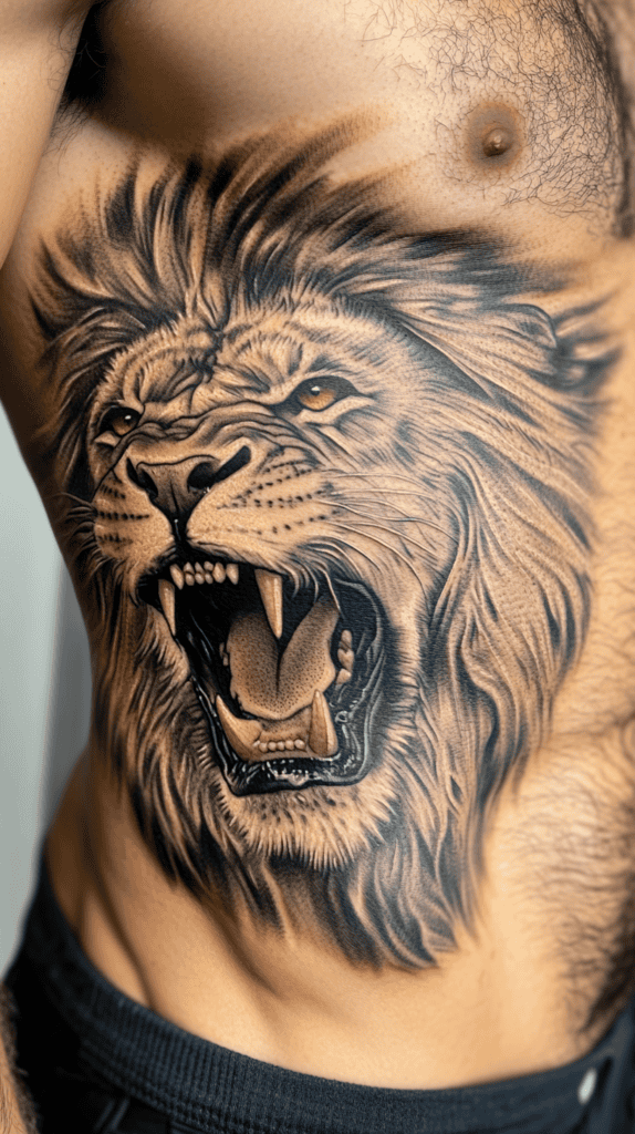 25 Rib Tattoos for Men Worth Considering 2 Fierce Lion