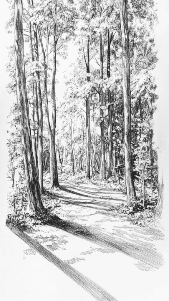 20 Challenging Drawing Ideas to Push Your Artistic Limits 23 Forest Scene with Dappled Light 3