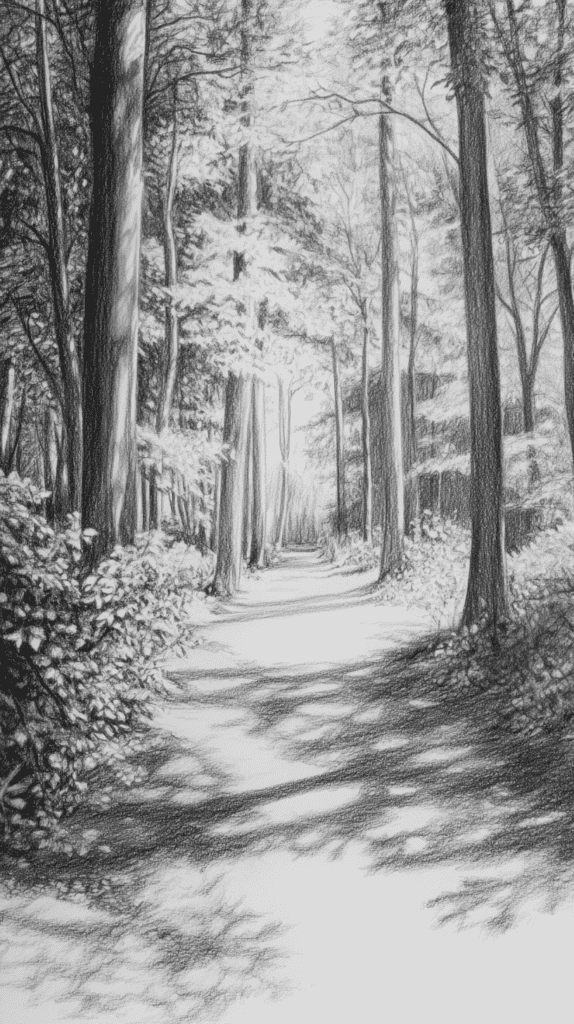 20 Challenging Drawing Ideas to Push Your Artistic Limits 21 Forest Scene with Dappled Light
