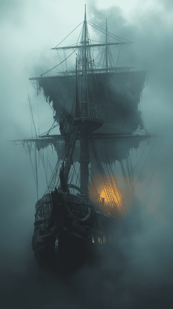 Ghost Ship Sailing Through Fog 2