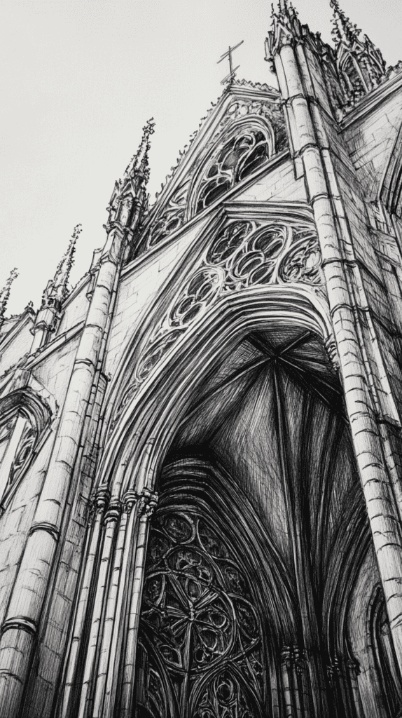 30 Grunge Drawing Ideas for Real Depth and Texture 16 Gothic Architecture