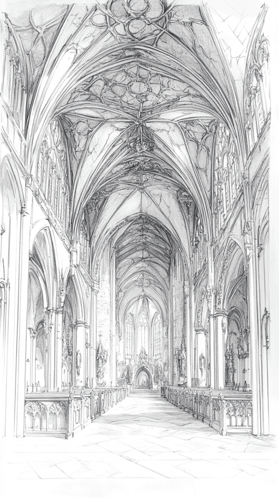 20 Challenging Drawing Ideas to Push Your Artistic Limits 10 Gothic Cathedral Interior 2
