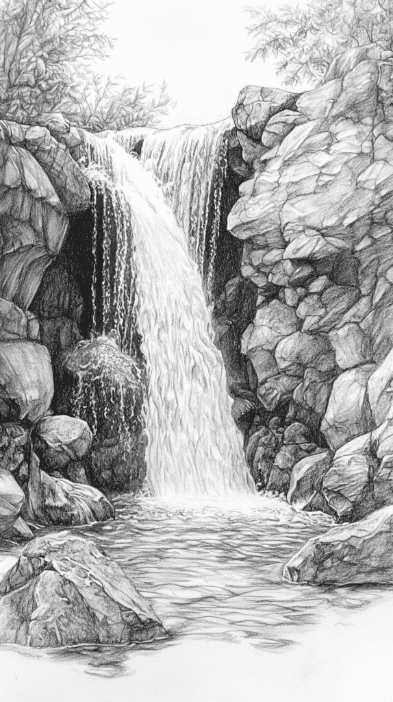 15 Landscape Drawing Ideas Worth Trying 14 Hidden Waterfall