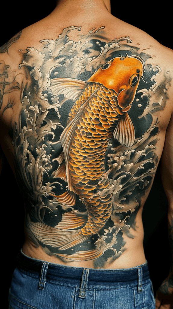 The Art of Ink: 23 Inspirational Back Tattoos for Men 11 Japanese Koi Fish 2