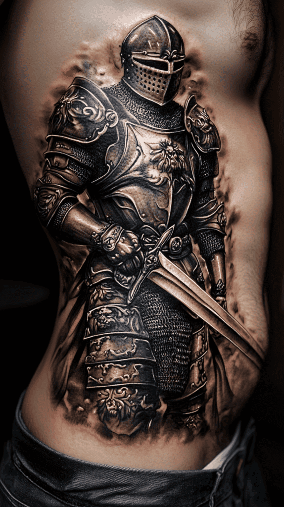 25 Rib Tattoos for Men Worth Considering 52 Knight in Armor 2