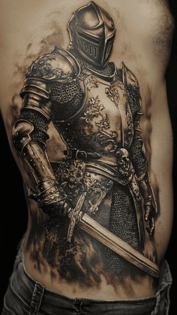 25 Rib Tattoos for Men Worth Considering 51 Knight in Armor