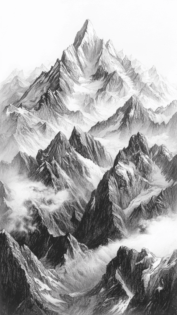 15 Landscape Drawing Ideas Worth Trying 2 Majestic Mountain Range