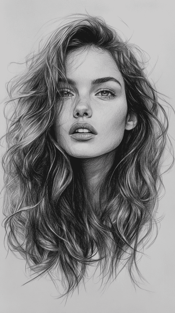 20 Challenging Drawing Ideas to Push Your Artistic Limits 11 Portrait with Detailed Hair
