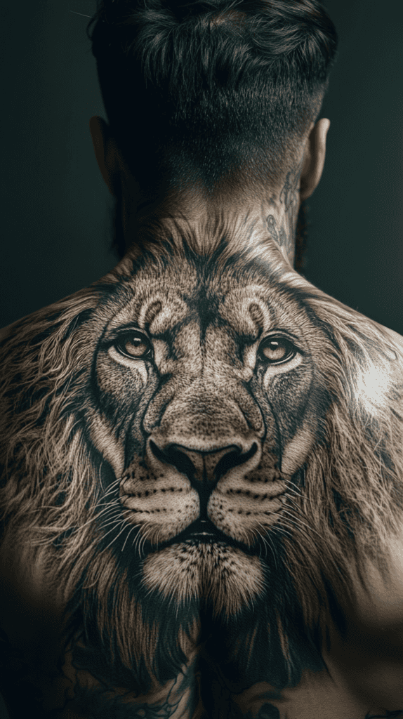 The Art of Ink: 23 Inspirational Back Tattoos for Men 5 Realistic Lion