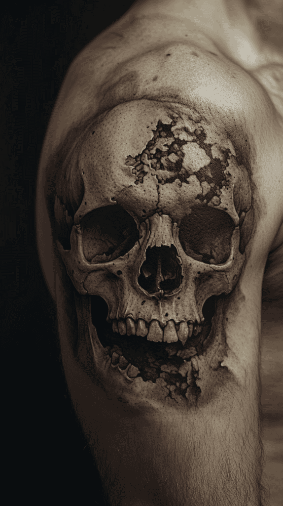 Unlock Your Next Ink: 25 Epic Upper Arm Tattoo Ideas for Men 14 Realistic Skull