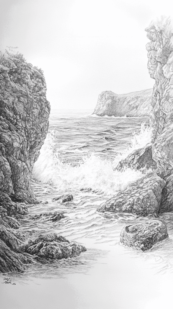 15 Landscape Drawing Ideas Worth Trying 23 Rocky Coastal Cliffs 2