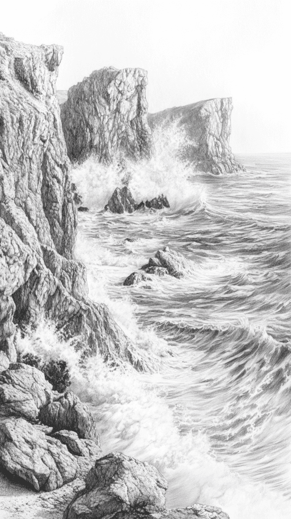 15 Landscape Drawing Ideas Worth Trying 22 Rocky Coastal Cliffs