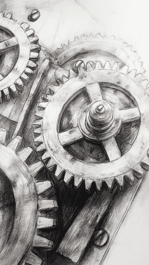 30 Grunge Drawing Ideas for Real Depth and Texture 35 Rusty Gears