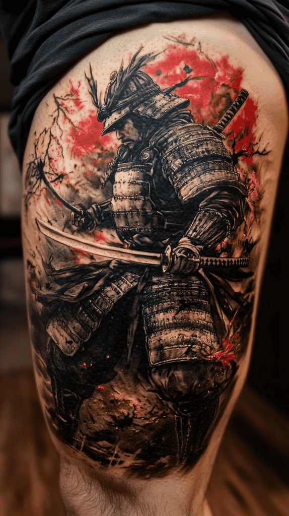 Feeling Bold? Try These 25 Killer Thigh Tattoo Ideas for Men 12 Samurai Warrior in Battle 2