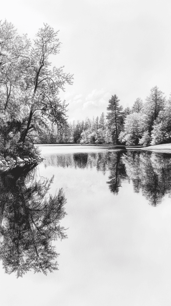 15 Landscape Drawing Ideas Worth Trying 11 Serene Lake Reflection
