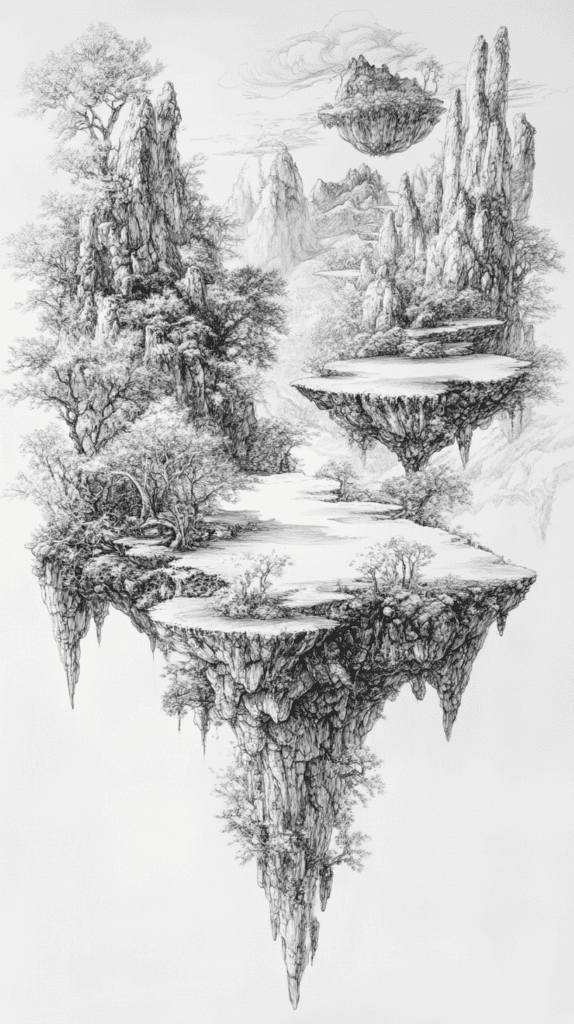 20 Challenging Drawing Ideas to Push Your Artistic Limits 45 Surreal Landscape with Floating Islands 2