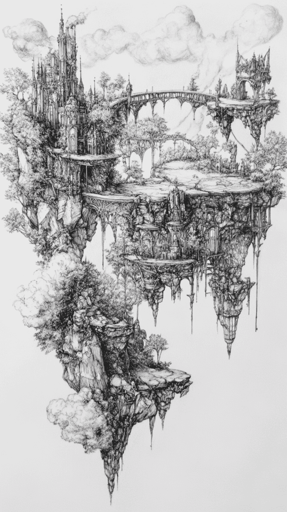20 Challenging Drawing Ideas to Push Your Artistic Limits 44 Surreal Landscape with Floating Islands