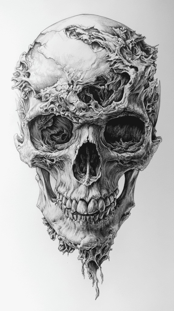 30 Grunge Drawing Ideas for Real Depth and Texture 22 Textured Skulls