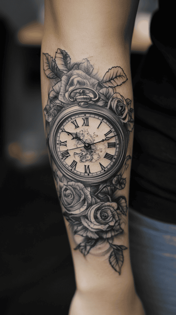 Timeless Clock and Roses 2