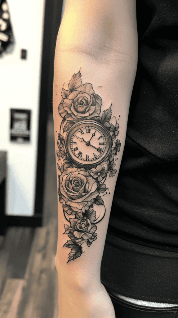 Timeless Clock and Roses